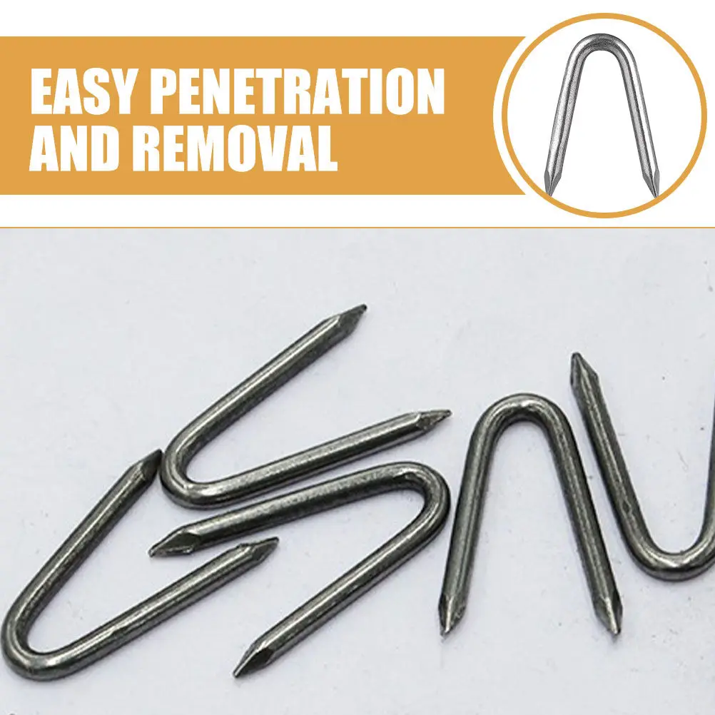 140개 U자형 펜스 스테이플, 고강도 철제 정원 펜싱 고정 장치, 와이어 메쉬 네팅 야외 프로젝트 고정용