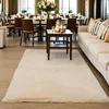 Beige Plush Faux Rabbit Shaggy Fur Rugs For Bedroom Bedside Shag Washable Fluffy Carpet Living Room Sofa Area Child's Home Decor 1