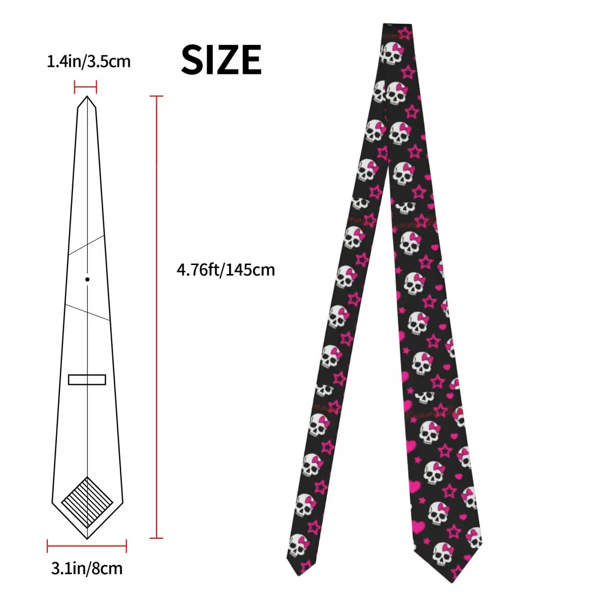 Gothic Pink Skull Necktie for Men for woven necktie necktie set