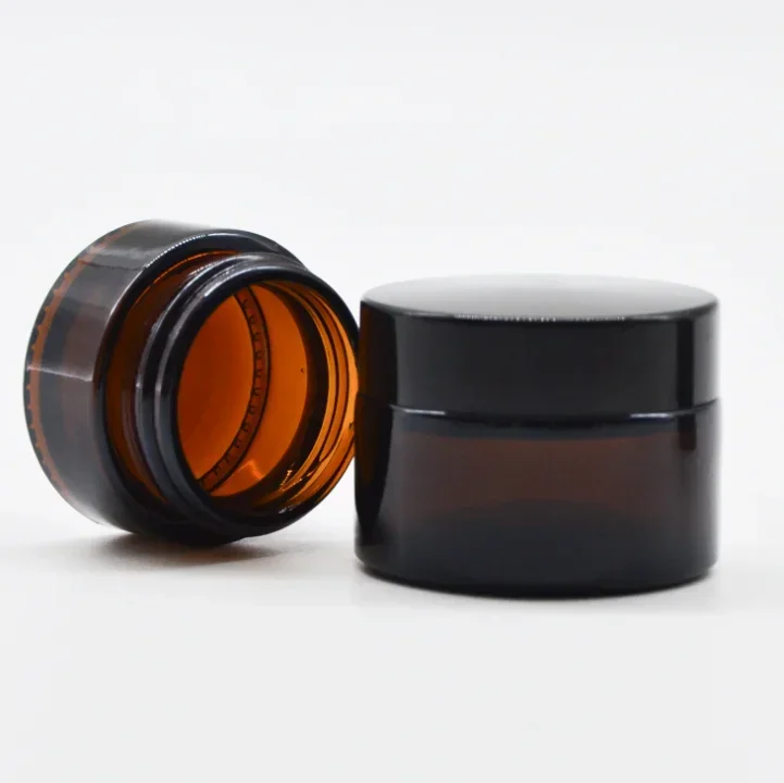 2pcs 5ml/10ml/15ml/20ml/30ml/50ml Glass Amber Cosmetic Face Cream Bottle Lip Balm Container Jar Pots Makeup Vials 4