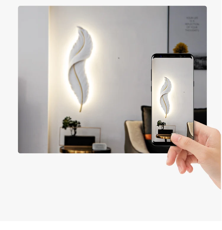 wall lamps LED feather wall lamp modern minimalist wall lamp living room TV background wall lamp creative personality bedroom bedside lamp art deco wall lights