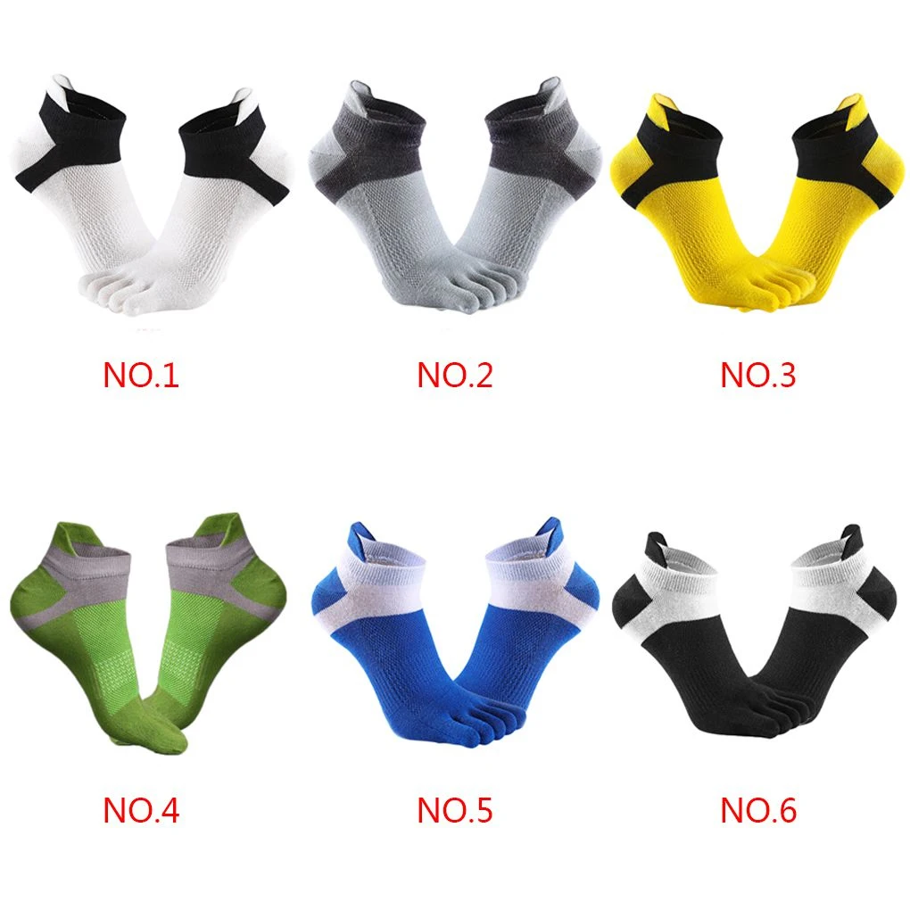 

6 Pairs Men Mesh Breathable Elastic Five Toes Socks Cotton Heel Protection Running Sports Ankle Socks