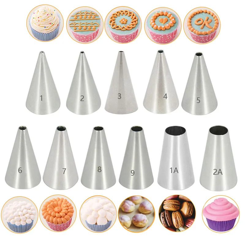 1-9Pcs Round Writting Icing Piping Nozzles For Cake Decorating Cupcake Baking Pastry Tools Confectionery Kitchen Gadgets New