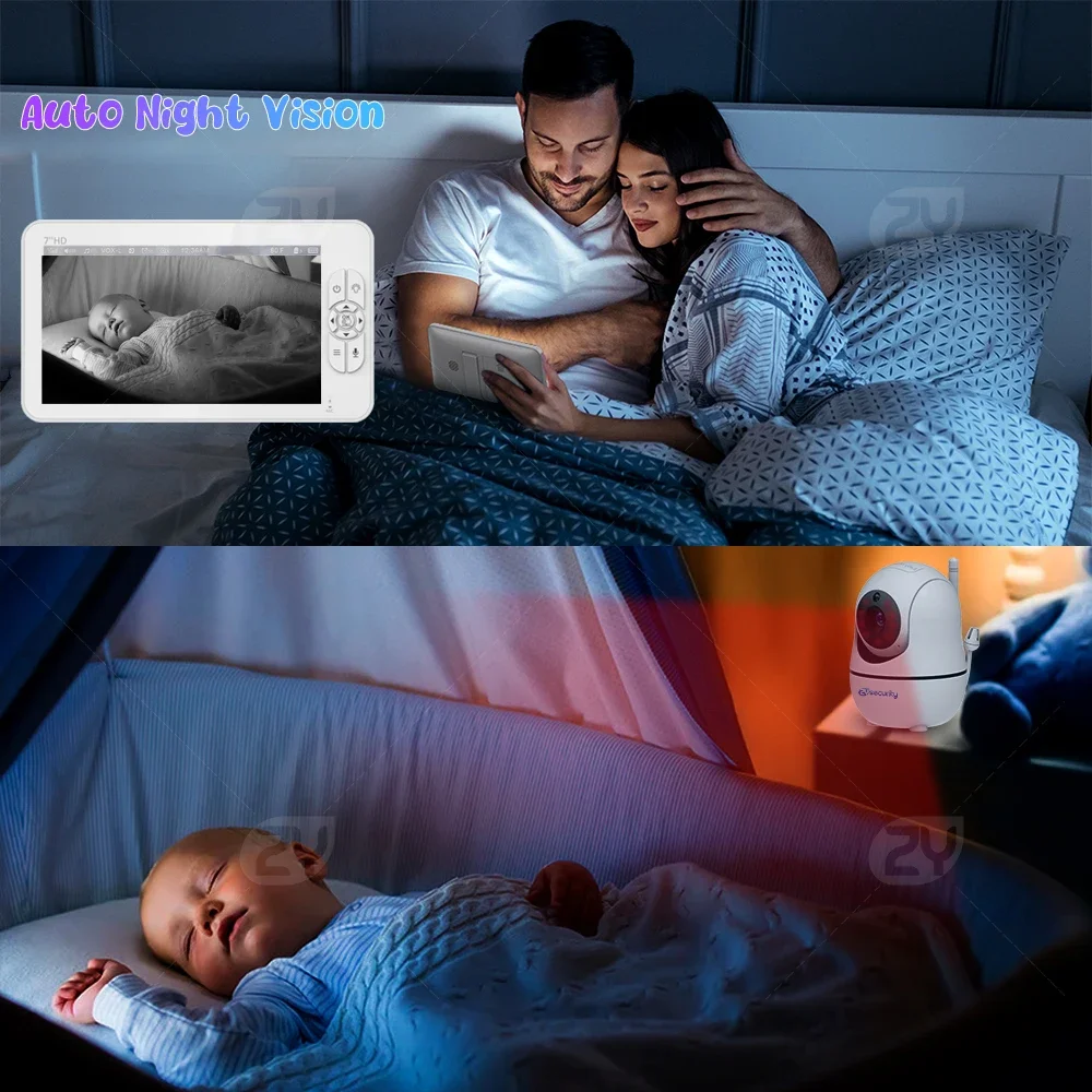 Baby Monitor with 2 Cameras 7" Large Display Audio and Video Surveillance 2-Way Talk 4000mAh Battery Infrared Night Vision VOX Sdc94a4bace1e4912aeee33e2f25d4dc23