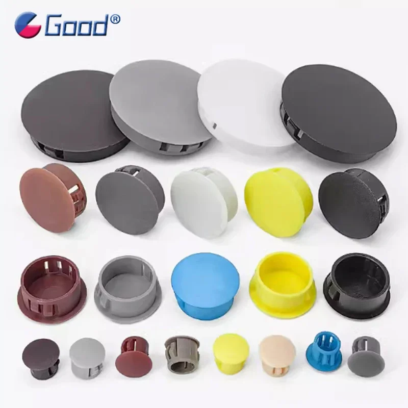 5 Pcs Snap on Plastic Hole Plug Round for Profile Pipe Wall Cable Cover Screw Hole Covers Furniture Desk Holes Caps