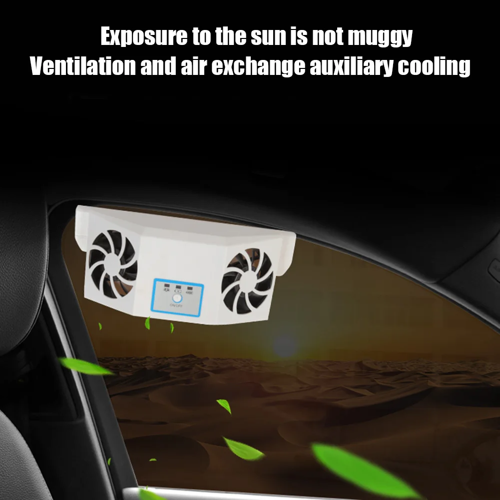 Hyuduo Solar Powered Car Cooler With 3 Fans - Large Wide Angle Vent Fan, White, Helps Reduce Interior Heat - View #4