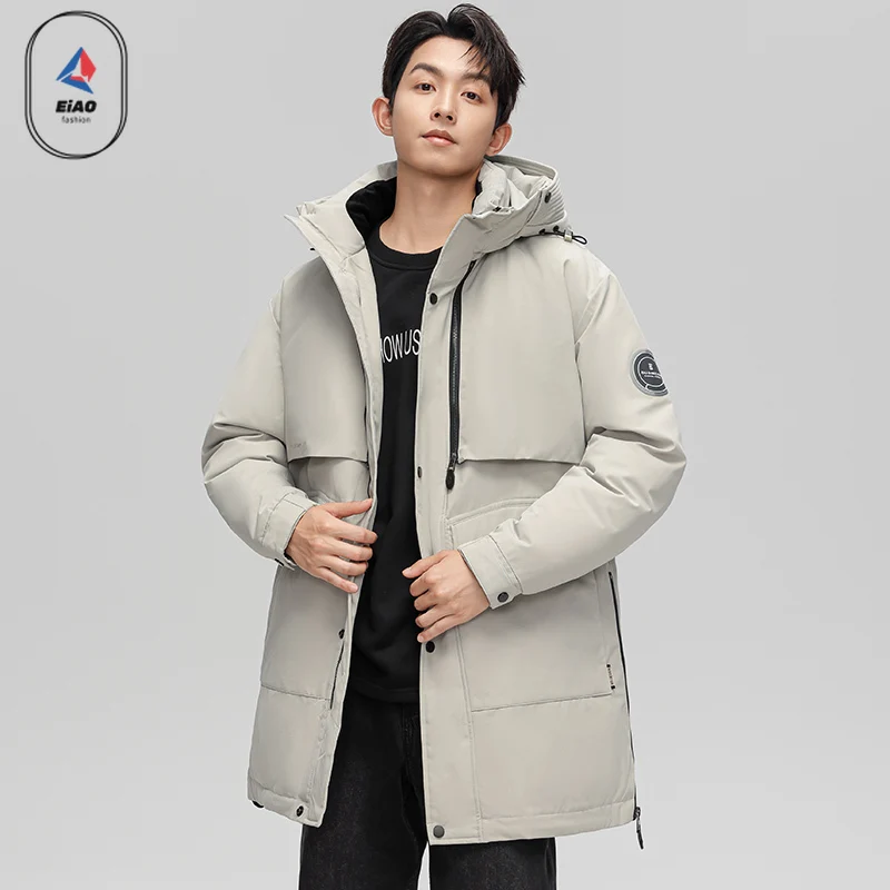 EIAO 2025 Brand Goose Down Parka Men Winter Fashion Thickened Warm Mid-length Down Jacket Hunting Ski Cold-proof Puffer Coats