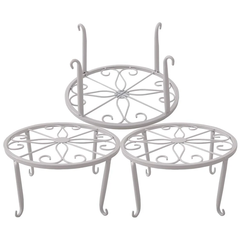 

Metal Plant Stand Floor Flower Pot Rack Iron Art Plant Stands Pot Holder,3 Pieces in One Package (White)
