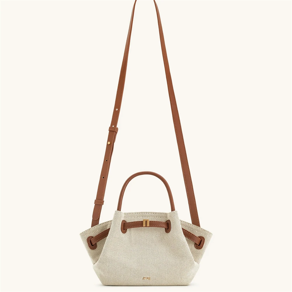 حقيبة كتف صغيرة جديدة من القماش الكتاني مصنوعة من الجلد النباتي عالي الجودة 4