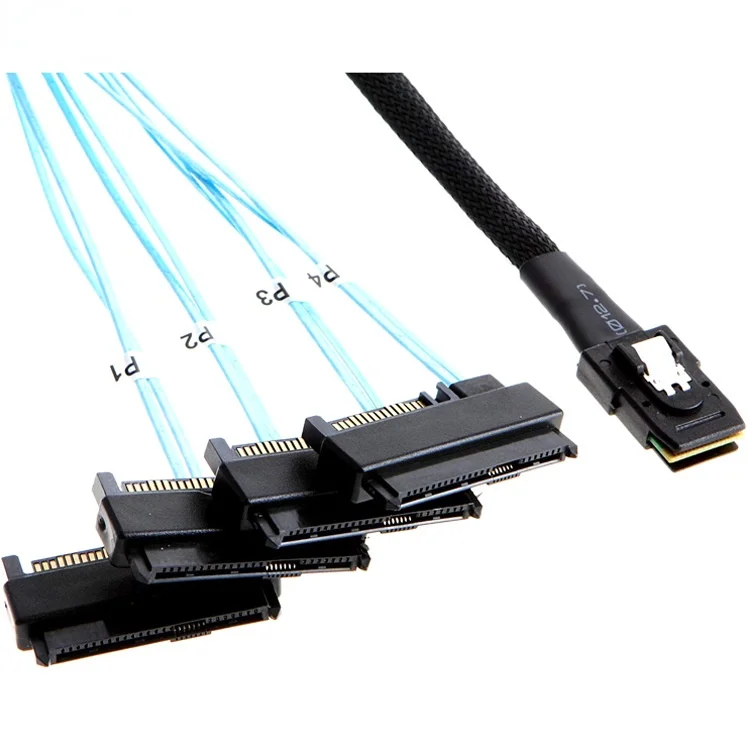 0.5M/1M Mini SAS 36P SFF-8087 to 4 SFF-8482 SAS 29+15P SATA