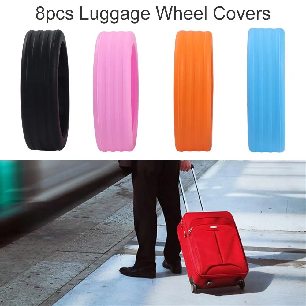 

8pcs Noise Cancelling Luggage Wheel Covers Colorful Shock Absorbing Suitcase Wheel Protector Covers Wearproof