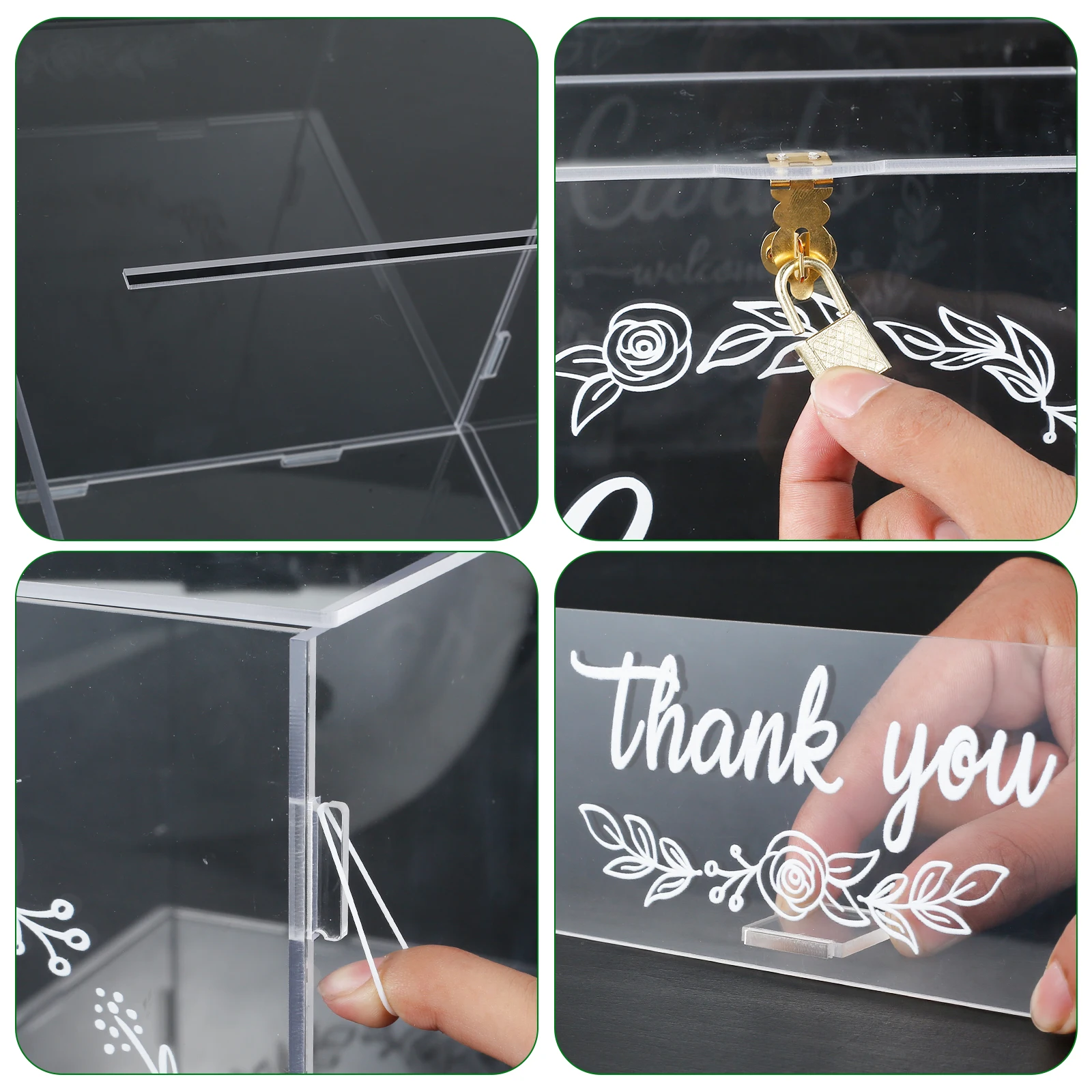Acrylic Card Box Clear Wedding Box with Lock and Slot Sturdy