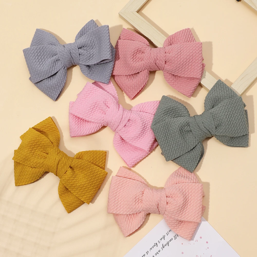 

Solid Waffle Fabric Hair Bows Girl Hair Clips For Newborn Baby Alligator Clips Hairpin Infant Kids Hairgrips Children's Items