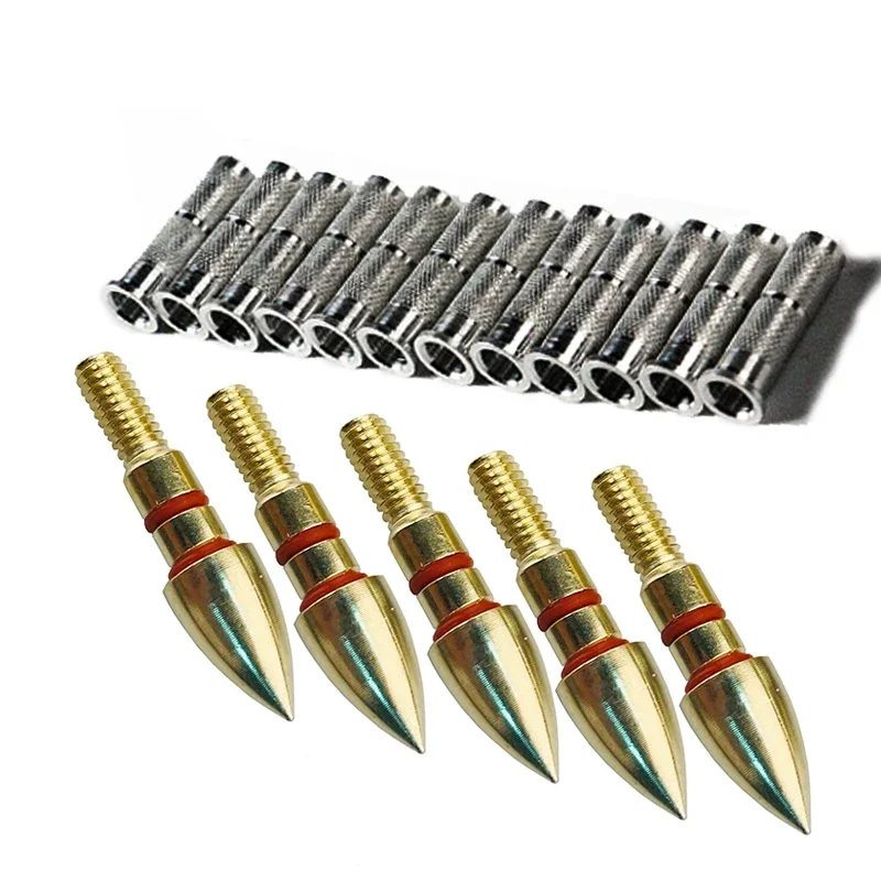 12pcs Archery ID6.2mm OD7.6mm Arrow Points Tips Target 75/100GR O Rubber Ring Aluminum Insert Compound Bow Hunting