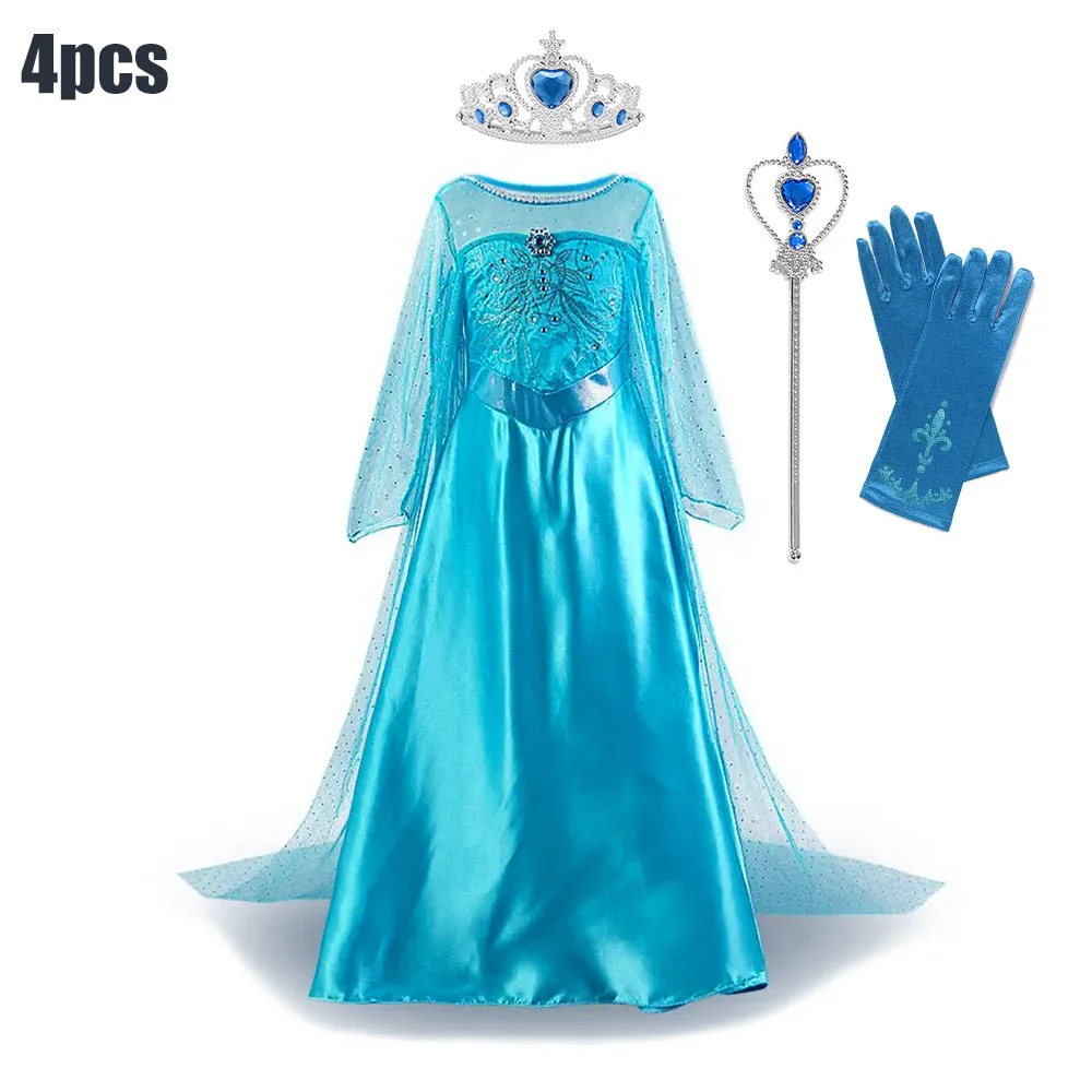 thumbnail image 1 of Disfraz de Frozen para niña, Reina de la nieve, princesa Elsa, Disney, fiesta de cumpleaños, vestidos de baile, vestido de fiesta de Halloween, 1 of 5
