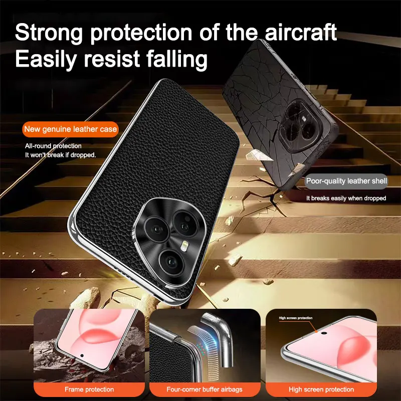 Luxury Leather Electroplating Lychee Texture Shockproof Bumper Case