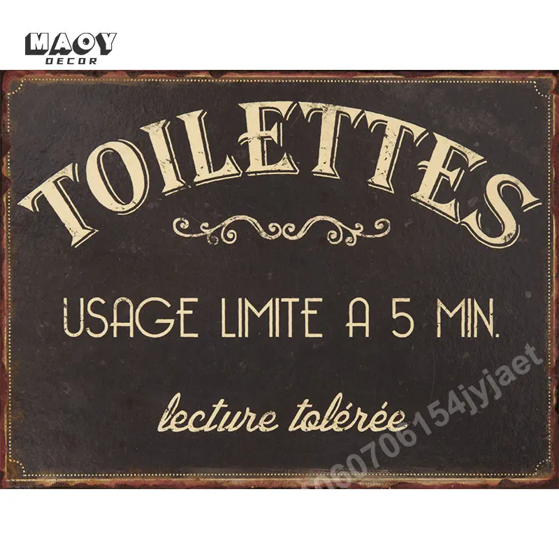 Toilet Signs Vintage Metal Tin Sign WC Lavatory Toilettes