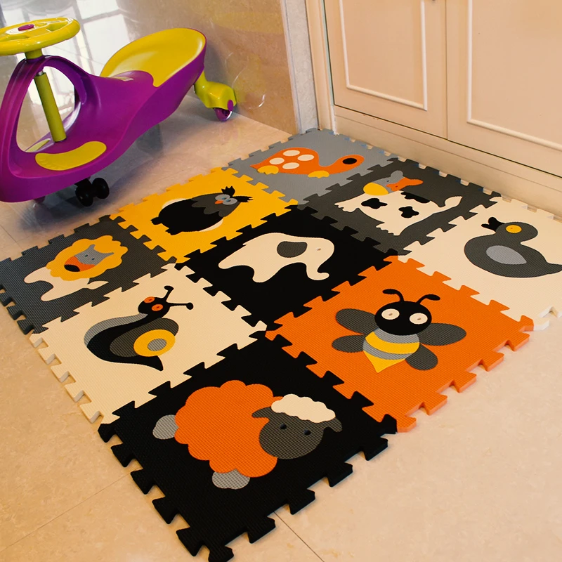 Meiqicool Tapis De Jeu En Mousse Eva 9 Puzzle Pour Bebe Tapis De Sol Jouets Pour Enfants Motifs D Animaux Environnementaux Aliexpress