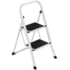 2 Steps Ladder Safety Non Slip Mat Tread Foldable Kitchen Steel Step Stool White 6