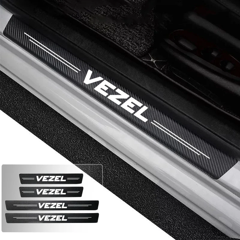 

Car Door Sill Carbon Fiber Sticker Threshold Side Anti Scratch Waterproof For Honda VEZEL Trunk Bumper Scratch Guards Decals