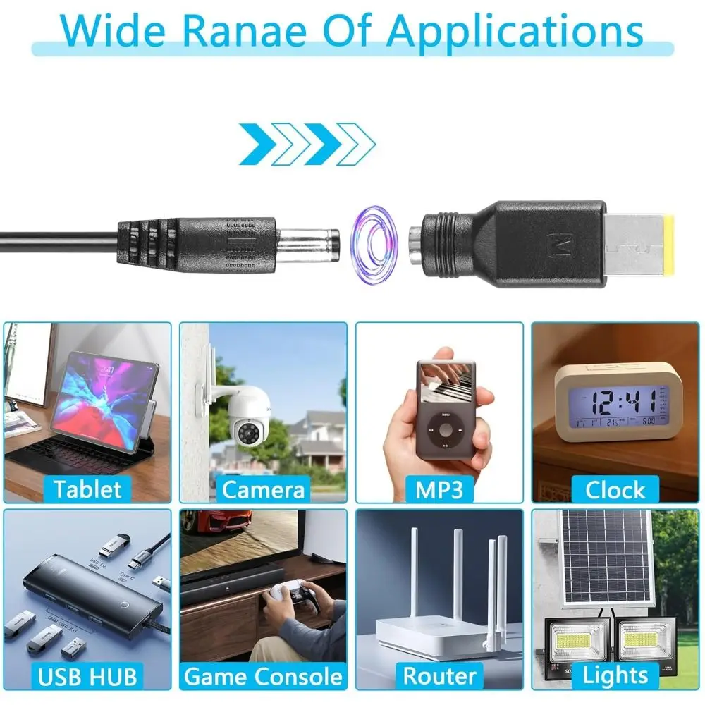with 10 Connector Tips USB C to DC PD Adapter Cable Adjustable Voltage 5V/9V/12V/15V/20V Type-C to DC Power Cord Universal