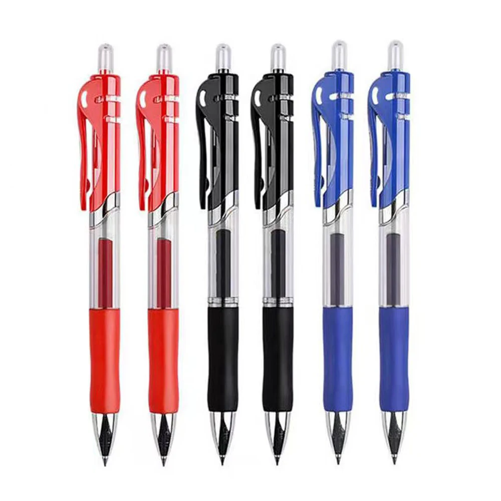 5Pcs/Set 0.5mm Finance Retractable Gel Pen Black/Blue/Red Ink Refills Rods Gelpen For School Office Exam Ball Pen Stationery