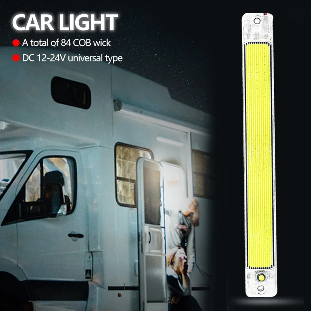 자동차 인테리어 LED 라이트 바 화이트 라이트 튜브, 밴 로리 트럭 RV용 스위치, 캠핑 보트 실내 천장 조명, 84 LED, 10W