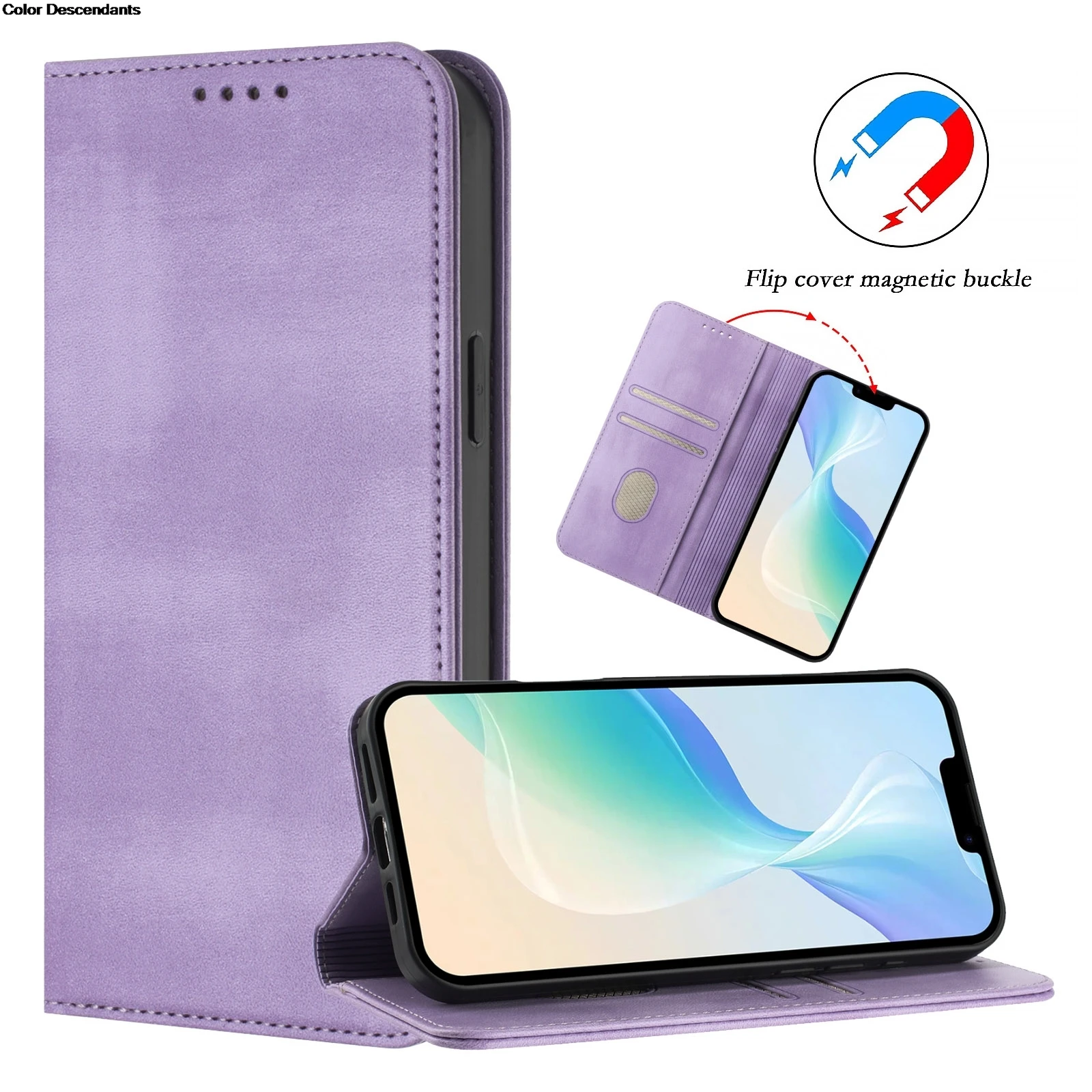 Luxury Leather Magnetic Case with Card Slots and Shockproof Book Cover