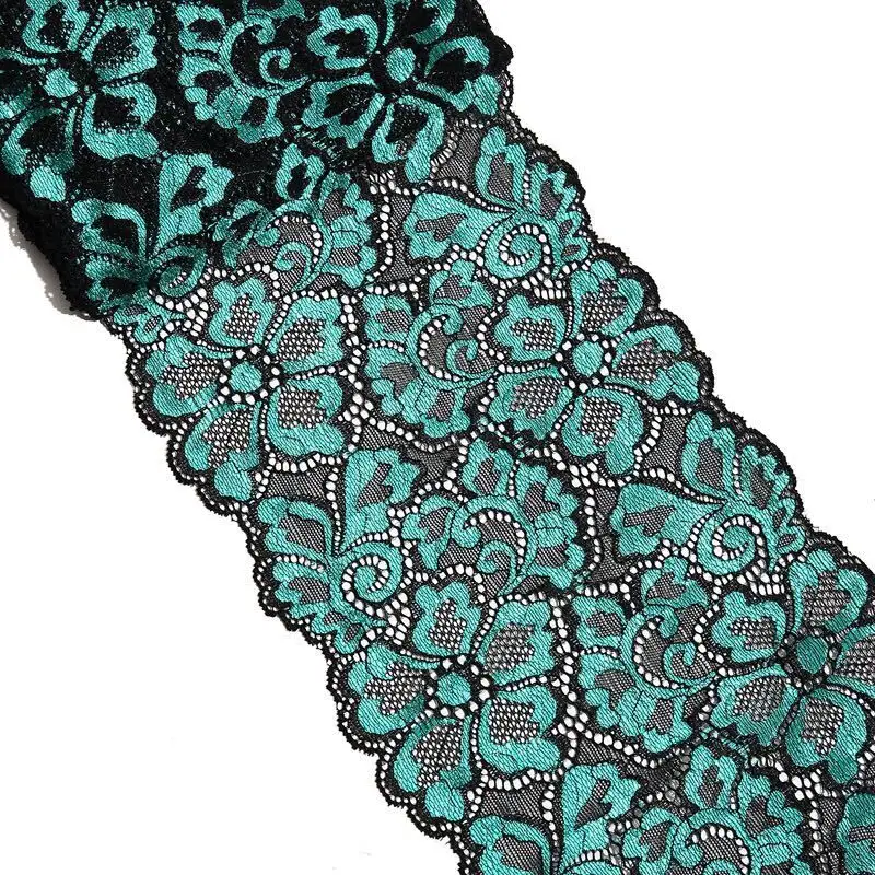 3y/lot Width 18cm 2-Tone 10 Colors Green Red Elastic Stretch Lace Trim 1
