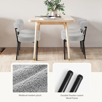 JHK Ergonomic Round Dining Chairs Set of 2 Plush Fabric Kitchen Chairs with Curved Backrest Metal Legs For Living Room 4