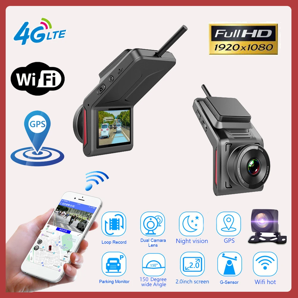 

Effort&BJ 4G WiFi DVR Dual Lens Dash Cam With GPS Support APP Control Monitor Auto FHD 1080P Video Record Hidden Car Camera