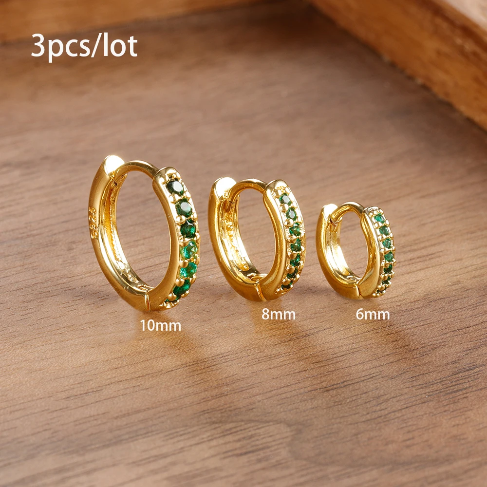 3 teile/satz Edelstahl Minimal Creolen Kristall Zirkonia Kleine Huggie Helix Tragus Knorpel Ohrringe Piercing Schmuck – Detail 7