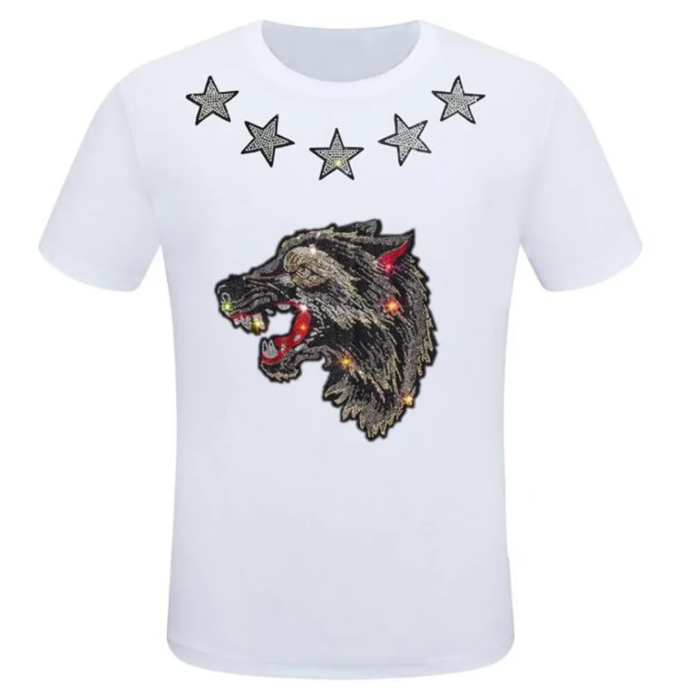 

Customization for Customers Hot T-shirt Men Fashion Rhinestones Sale pullover tees Casual Clothes plus size 4xl Short Sleeve