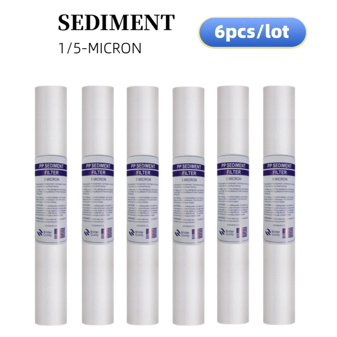 Water filter accessories replacement ro reverse osmosis restrictor 6pcs 20 INCH 1&5 Micron PPF/Sediment Water Purifier Front Filter Cartridge Replacement