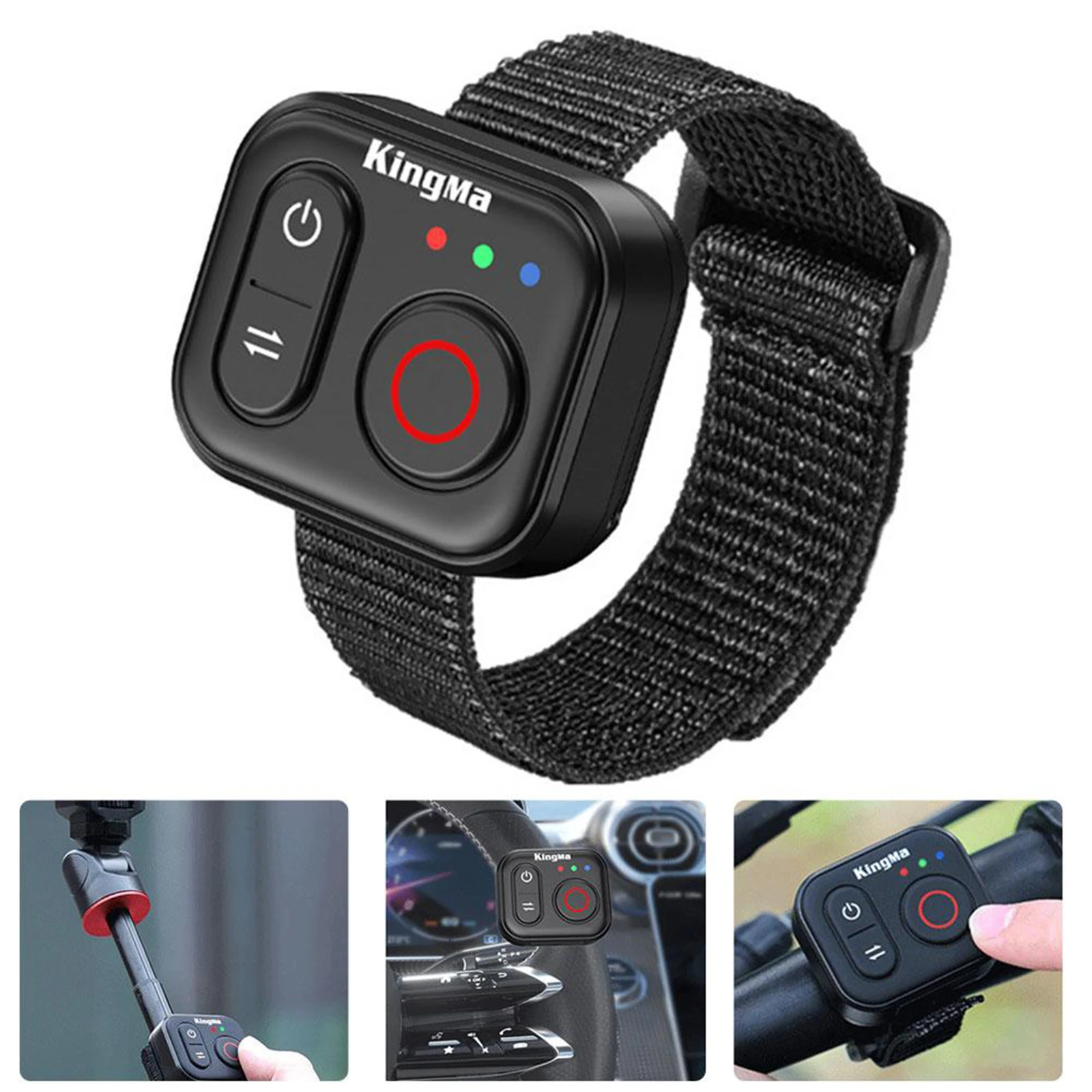 Télécommande Bluetooth étanche fixée au guidon d'un vélo, accessoire caméra d'action idéal pour les sports extrêmes.