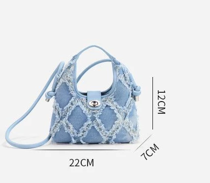 Nuovo design di nicchia da donna in denim 2022, borsa a tracolla con nappe, borsa monospalla semplice e alla moda_voghion.com