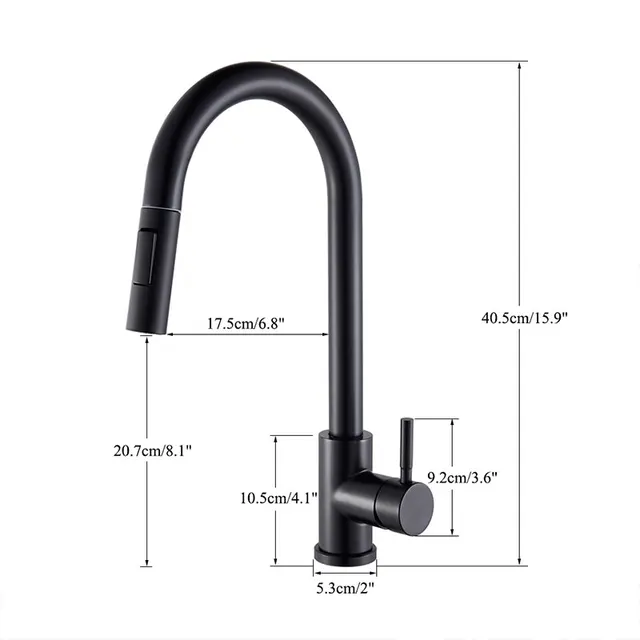Black Kitchen Faucet Two Function Single Handle Pull Out Mixer  Hot and Cold Water Taps Deck Mounted 5