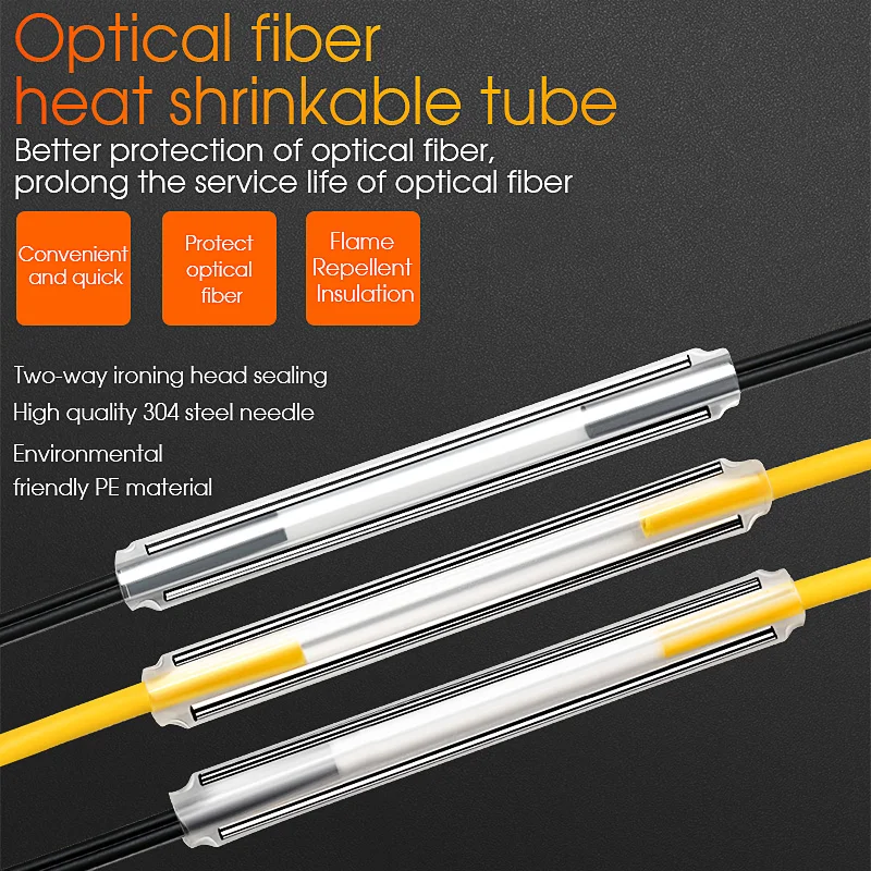 

500pcs Double Needle Fiber Heat Shrinkable Tube 60mm FTTH Fiber Fusion Splice Protection Tube