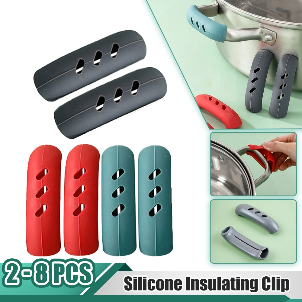 2Pcs Silicone Pan Handle Cover Heat Insulation Covers Pot Ear Clip Oven Grip❤_m$