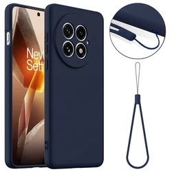 Magnetic Soft Liquid Silicone Strap Case with Microfiber Lining for OnePlus 13 (Blue)