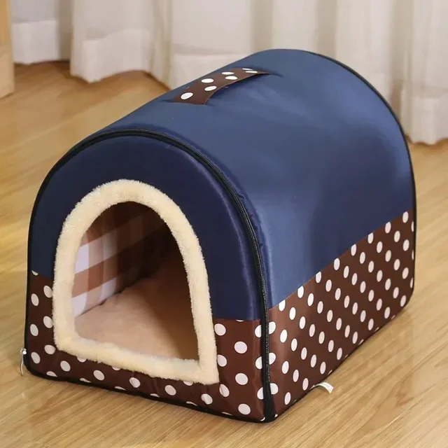 1pc Winter and Autumn Warmth Cat Nest All Season Portable Pet Nest Medium and Small Dog Kennel Semi Enclosed Warm Folding 5