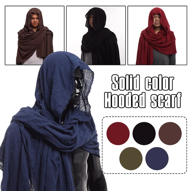 Sciarpa con cappuccio Unisex in cotone organico tinta unita retro garza  mussola Cowl Shrug men Festival head cover convertibile hijab sciarpa  cappello - AliExpress