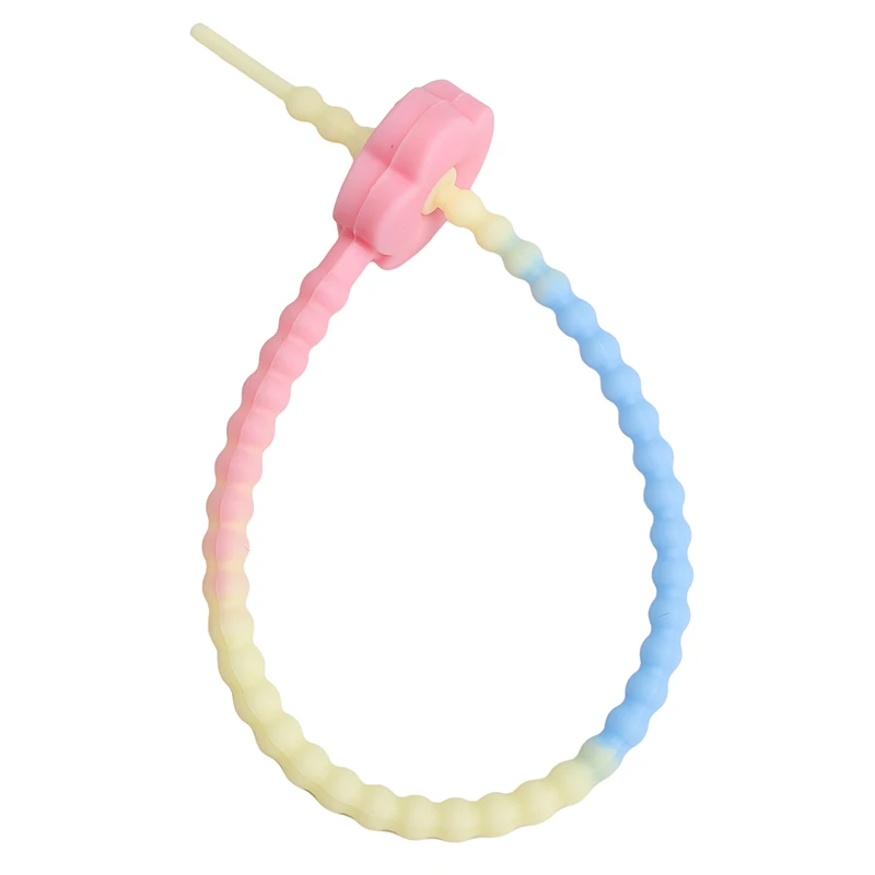 Cute Candy Color Silicone Reusable Bag Ties & Keychain Lanyard Set