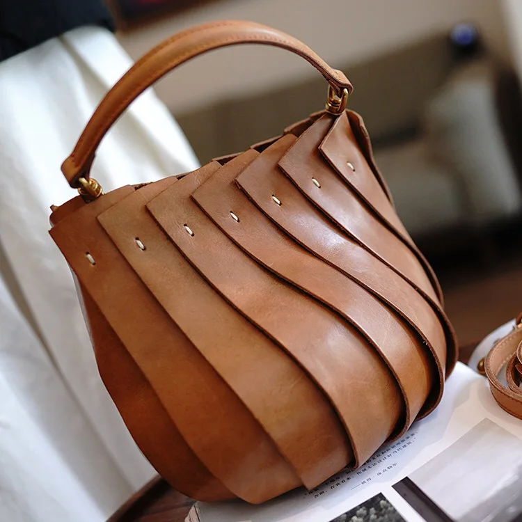 

Women‘s Fashion Handmade High-quality Design Cowhide Leather Splicing Vegetable Basket Bag Handbag Shoulder Bag Crossbody Bag