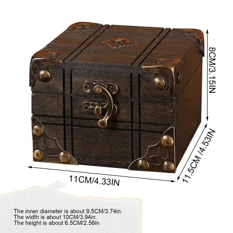 Vintage Treasure Box Retro Small Storage Box With Lock Wooden Jewelry Treasure Box Desktop Organizer For Home Keepsake Box