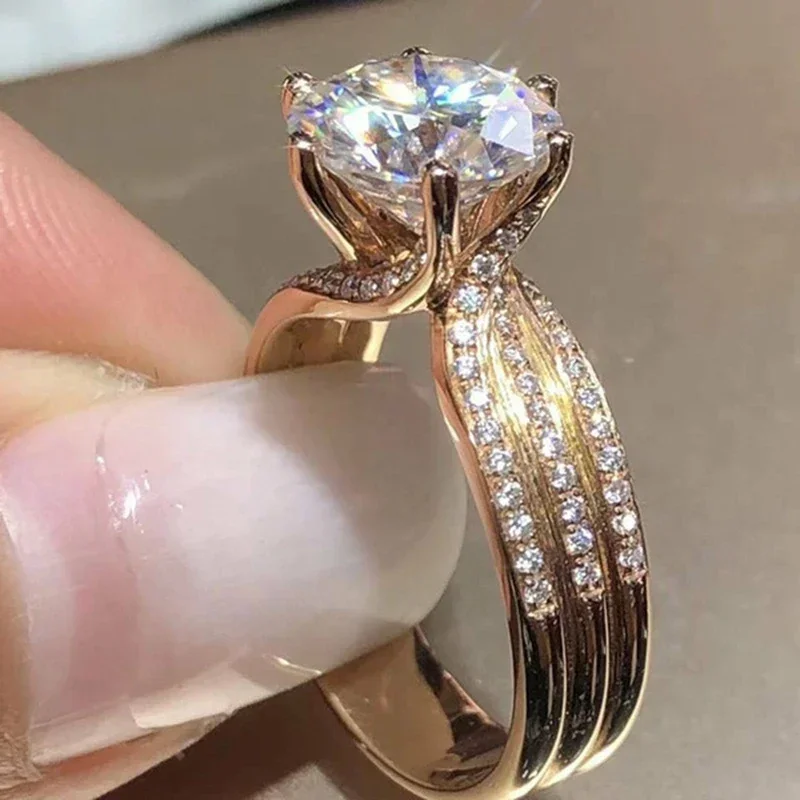 Silver Color Claws Design Big Crystal Wedding Rings For Women Cubic Zirconia Charms Bridal Engagement Ring Jewelry Gift wedding rings silver ring womens ring cubic zircon ring finger rings jewelry rings ring jewelry