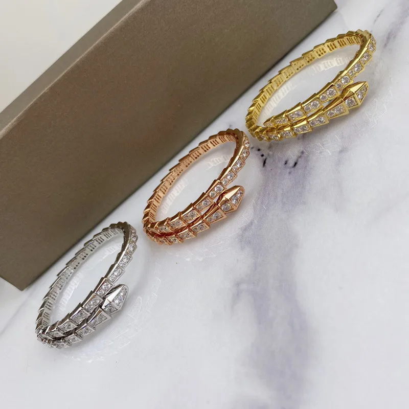 

Hot selling 925 sterling silver diamond snake bone elastic bracelet, classic fashion brand banquet gift, luxurious jewelry