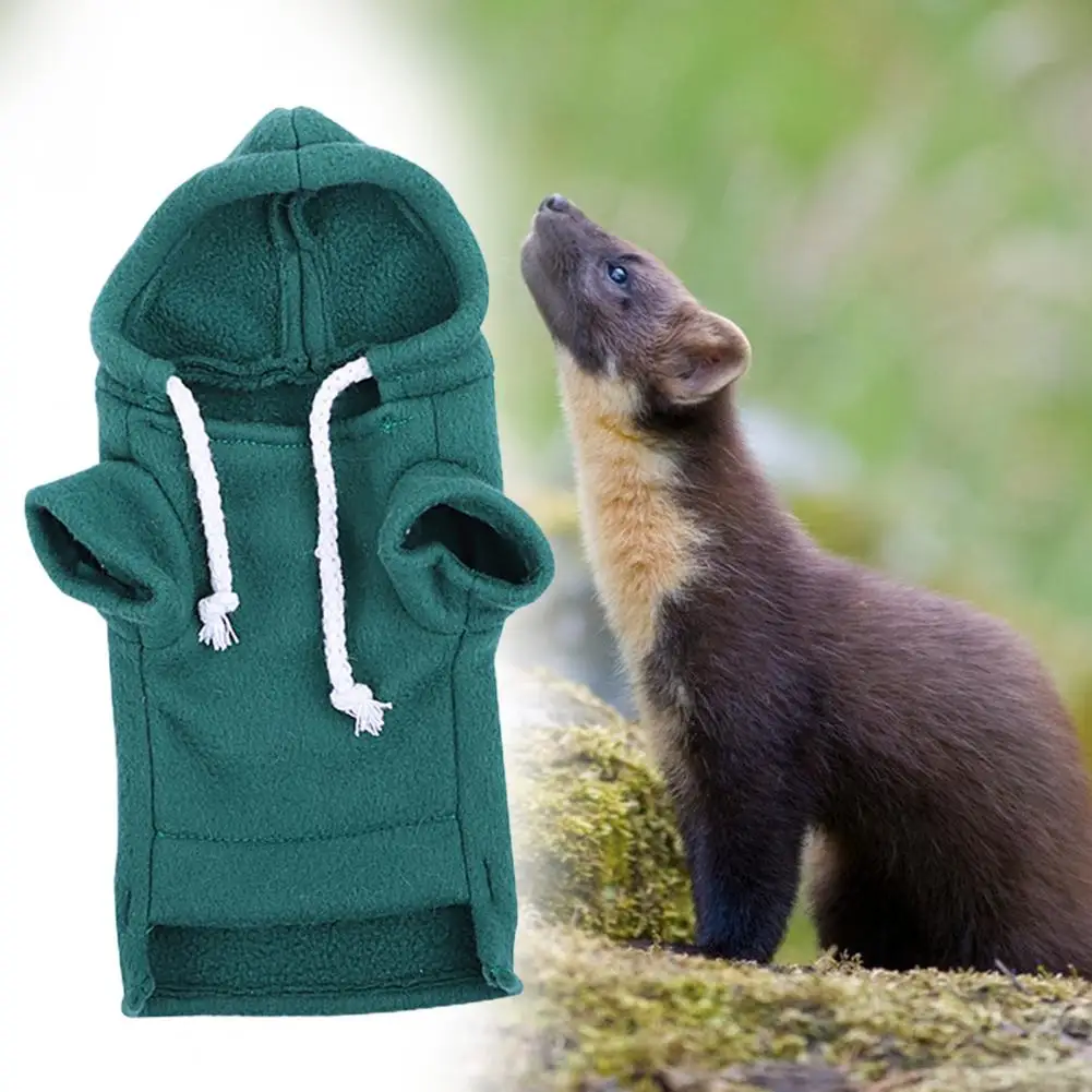 Ferret Hoodie Precision Wiring Cute Solid Color Drawstring Elastic Hamster Guinea Clothes Thick Fleece Ferret Hooded Sweatshirt