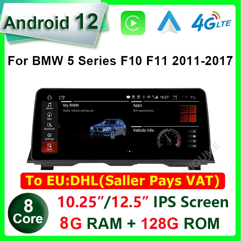 

10.25" / 12.5" 8Core 8G+128G Android 12 Car Multimedia Player for BMW 520i 525i F10 F11 2011-2017 Stereo CarPlay Android Auto