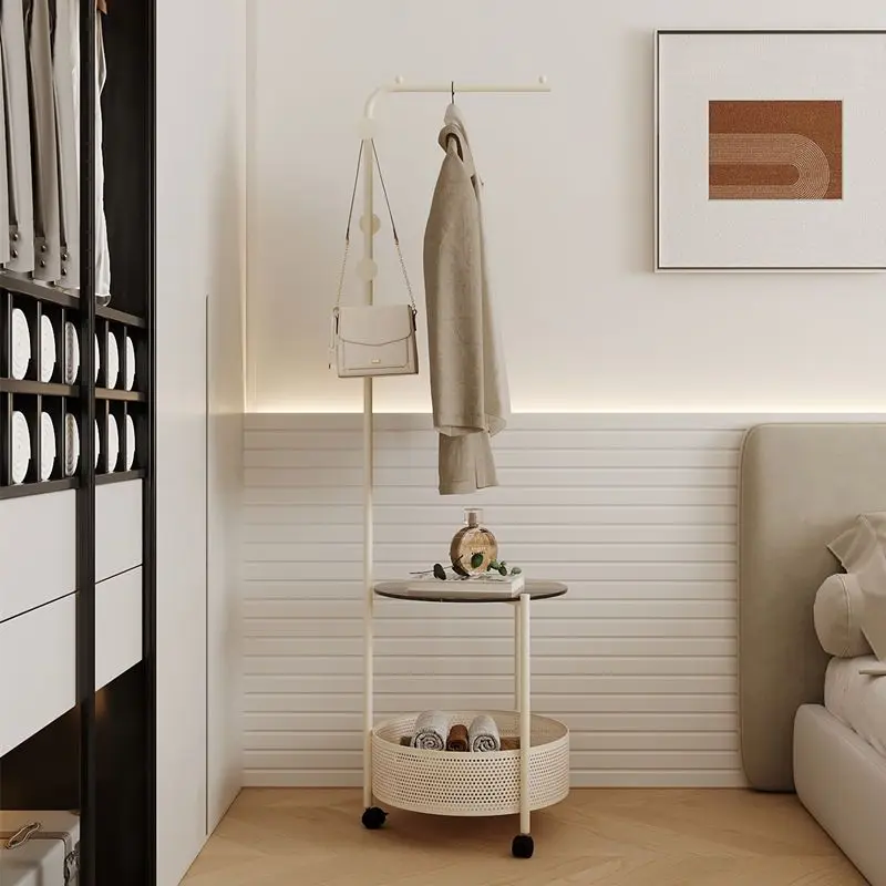 1pc Luxury Glass & Iron Freestanding Clothing Rack with Shelves, Bedroom Garment Stand, Corner Coat Hanger, Overnight Storage.